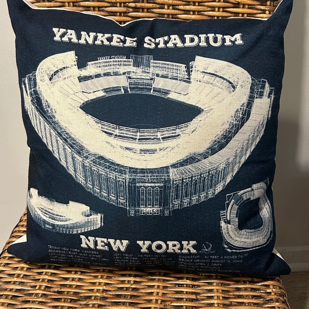Vintage New York Yankee Stadium Blueprint Pillow Tapestry Wall Mural Style RARE